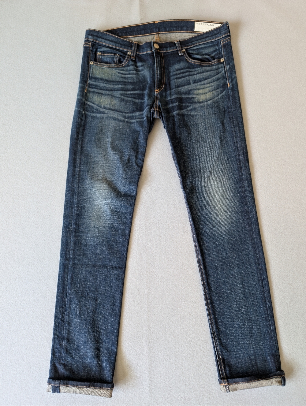 Rag & Bone Indigo Dark Wash Cuffed Skinny Jeans Mid Rise Premium Denim 31x29